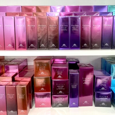 Professional Aujua hair care variety for personalized salon treatments.